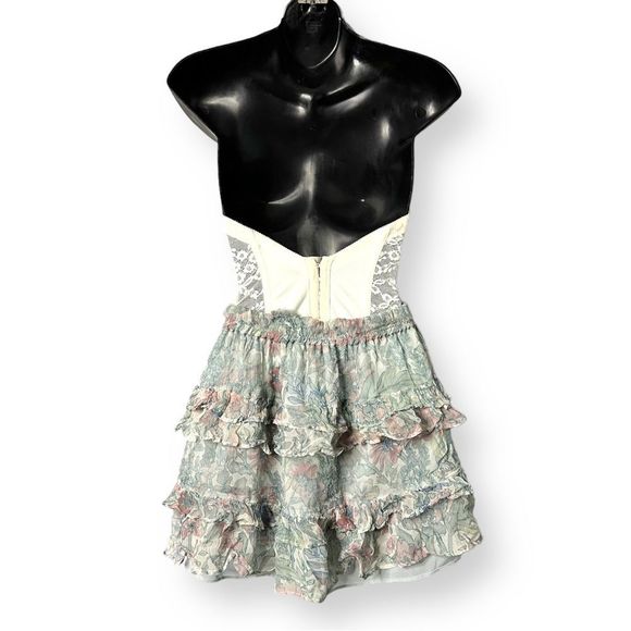 LoveShackFancy Benicia Layered Tiered Chiffon Ruffle Mini Skirt Mystical Foliage - Picture 2 of 12